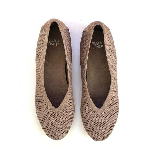 Eileen Fisher Seam Stretch Knit Ballet Flat Tan Size 7.5 - Picture 1 of 9